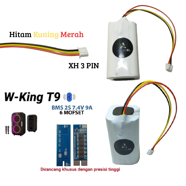 Baterai W-King T9 7,4V Kapasitas Besar Socket Xh 3 Pin Co