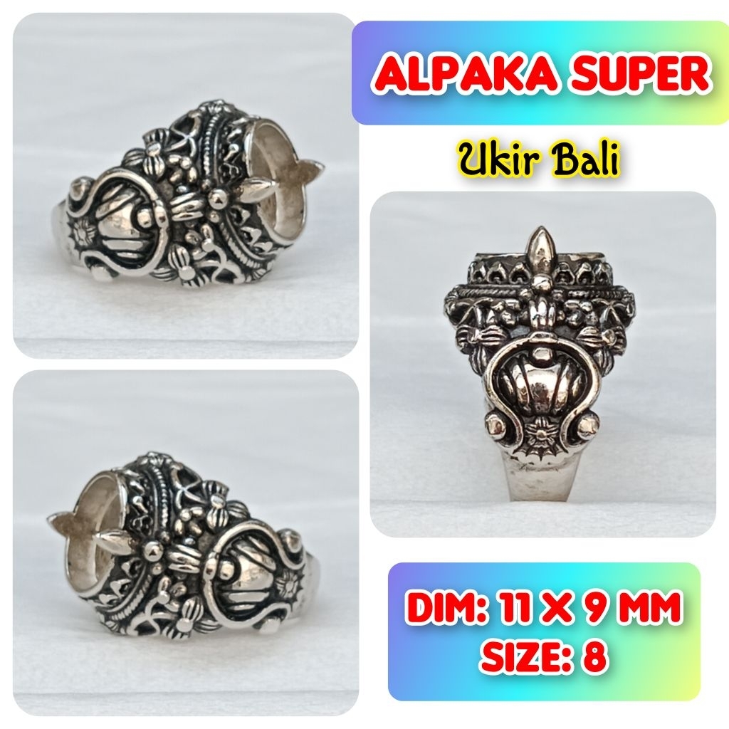 cincin emban batu akik batu permata alpaka super ukir Bali.91