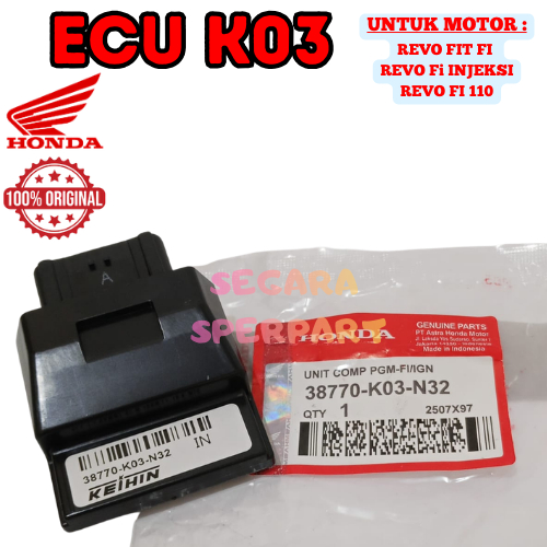 ECU Kode-K03 Ori Honda Ahm Revo Fi Injection PGM Fi 2014 38770-K03-N32 38770K03N32 ORIGINAL HONDA .