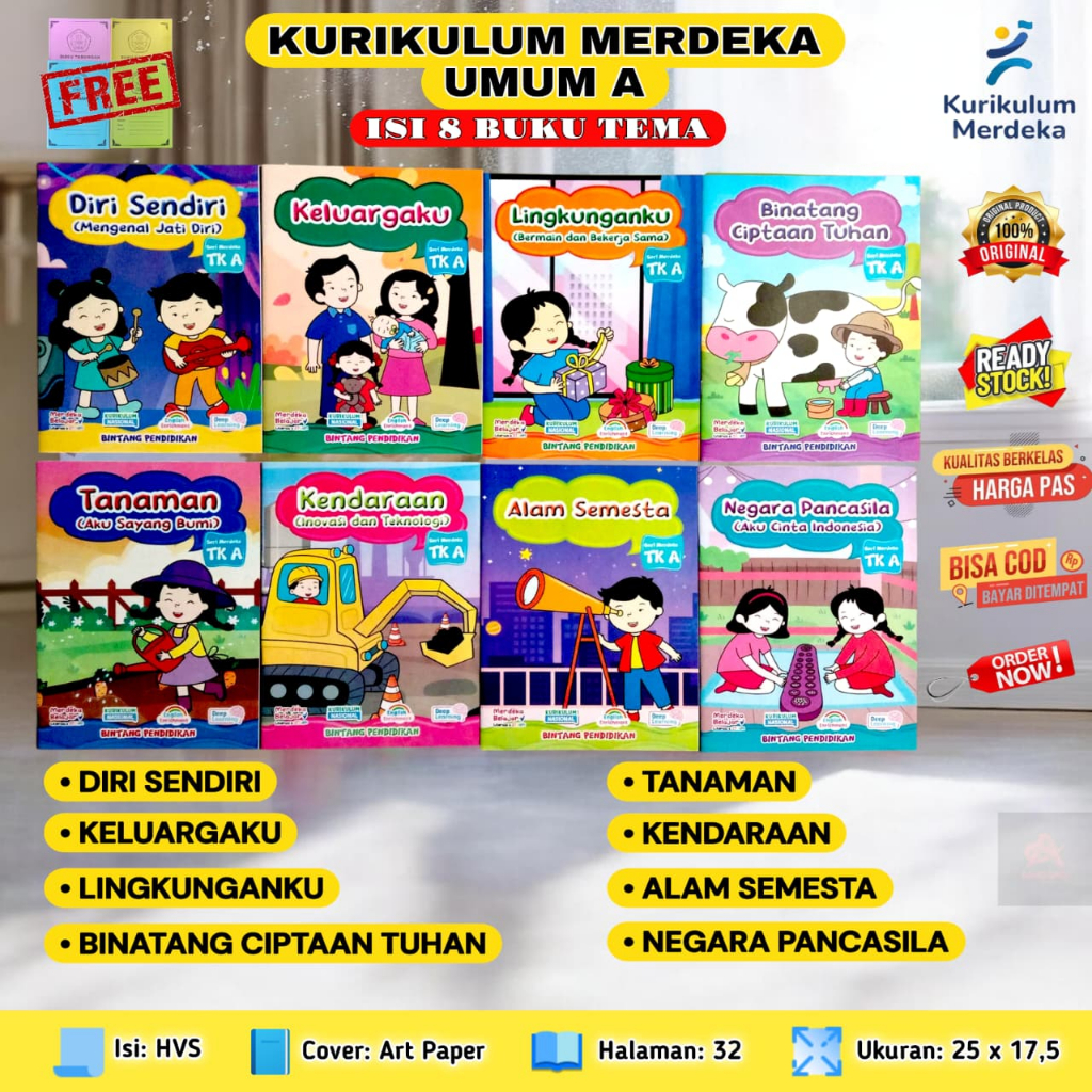 kurikulum merdeka umum isi 8 buku paud tk free buku tabunan bintang pendidikan