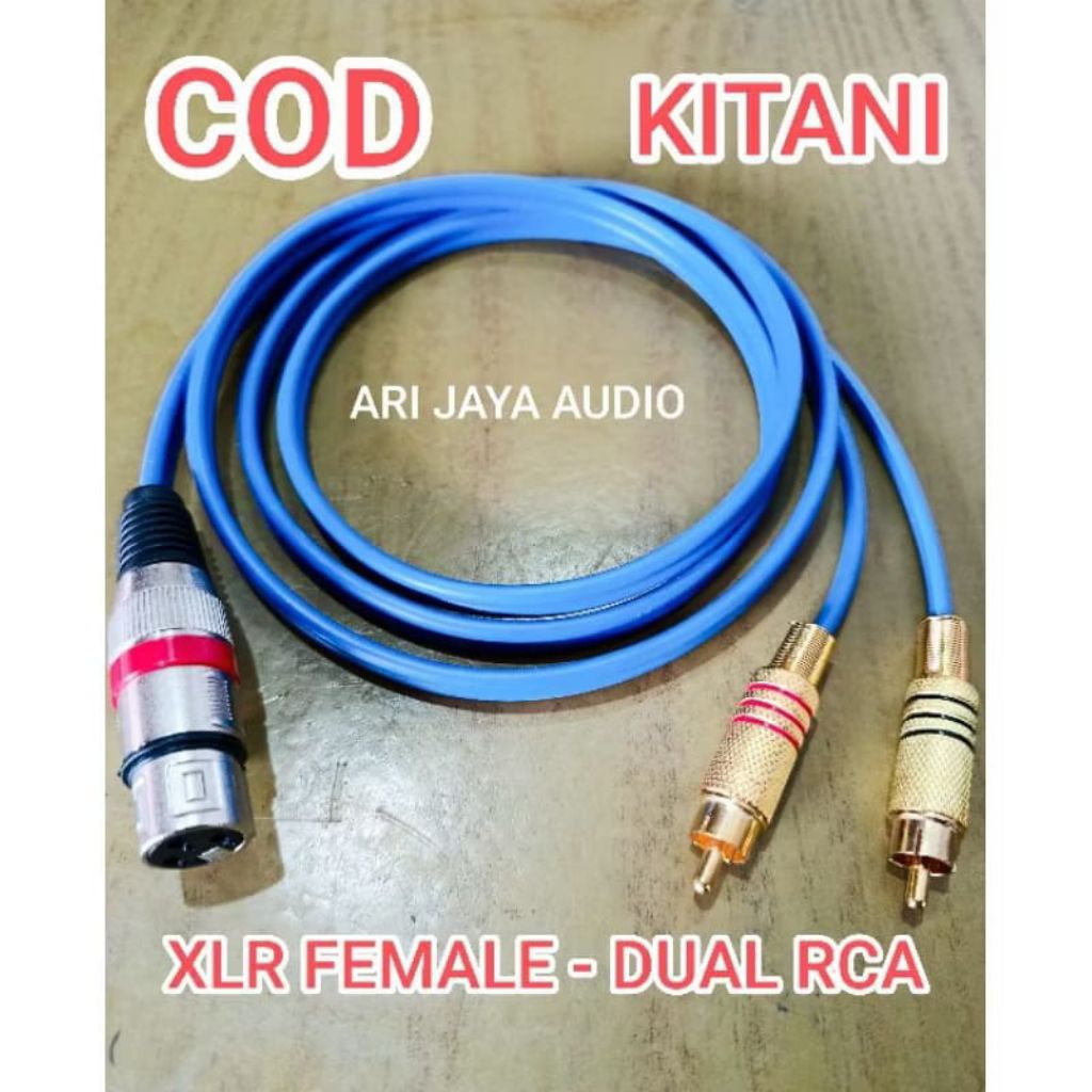 Kabel jack xlr female To 2 rca male panjang 10 meter