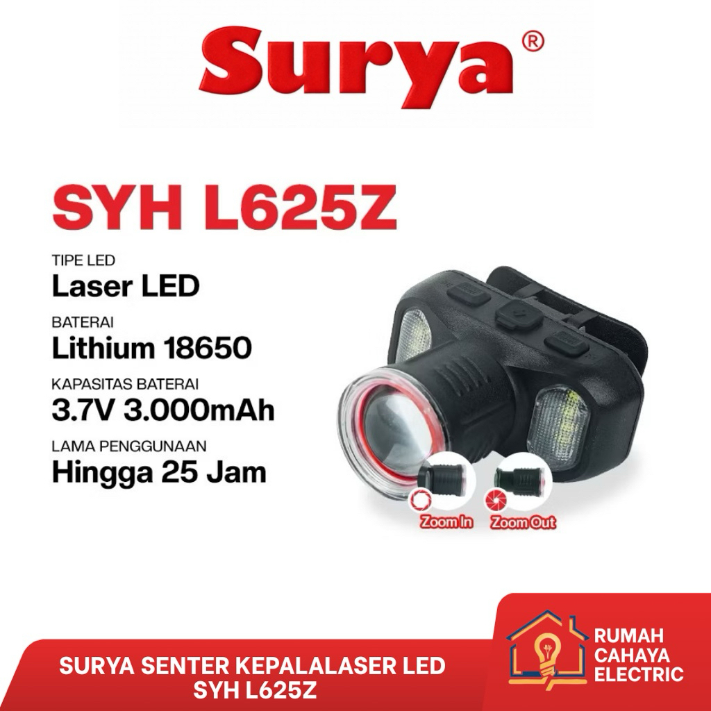 SENTER KEPALA LED TAHAN AIR | SURYA SYH L625Z | SENTER CAMPING | COCOK UNTUK AKTIVITAS OUTDOOR
