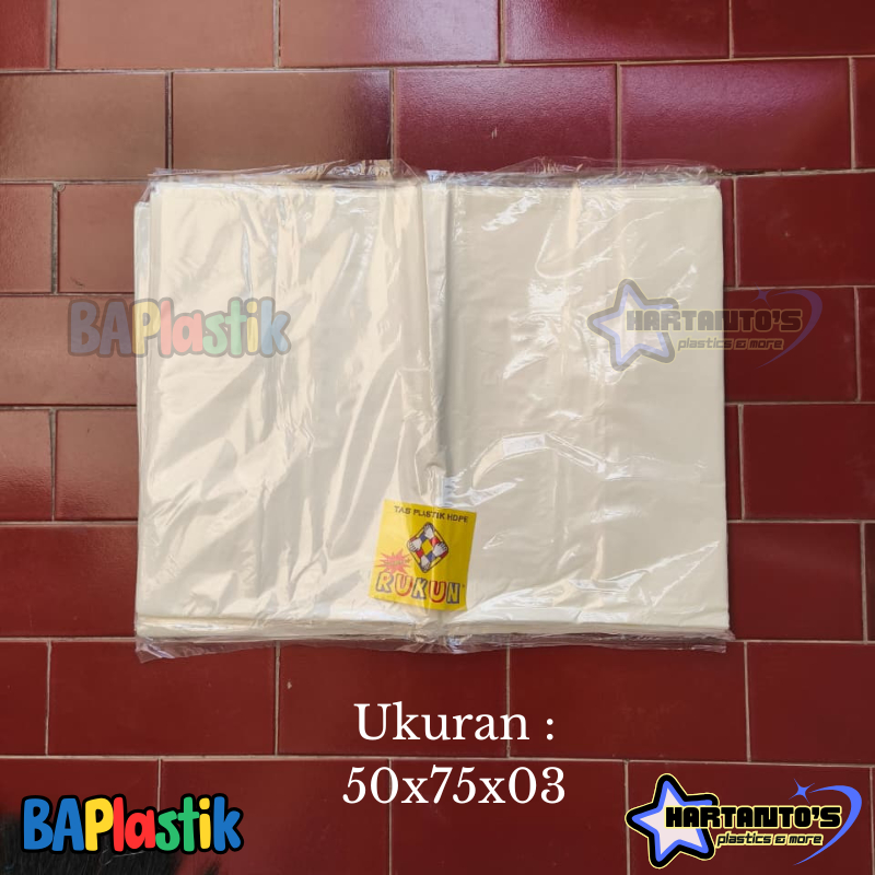 Kresek Jumbo 50x75 PUTIH SUPER RUKUN 03 mic Kantong Plastik JUMBO 20 Lembar