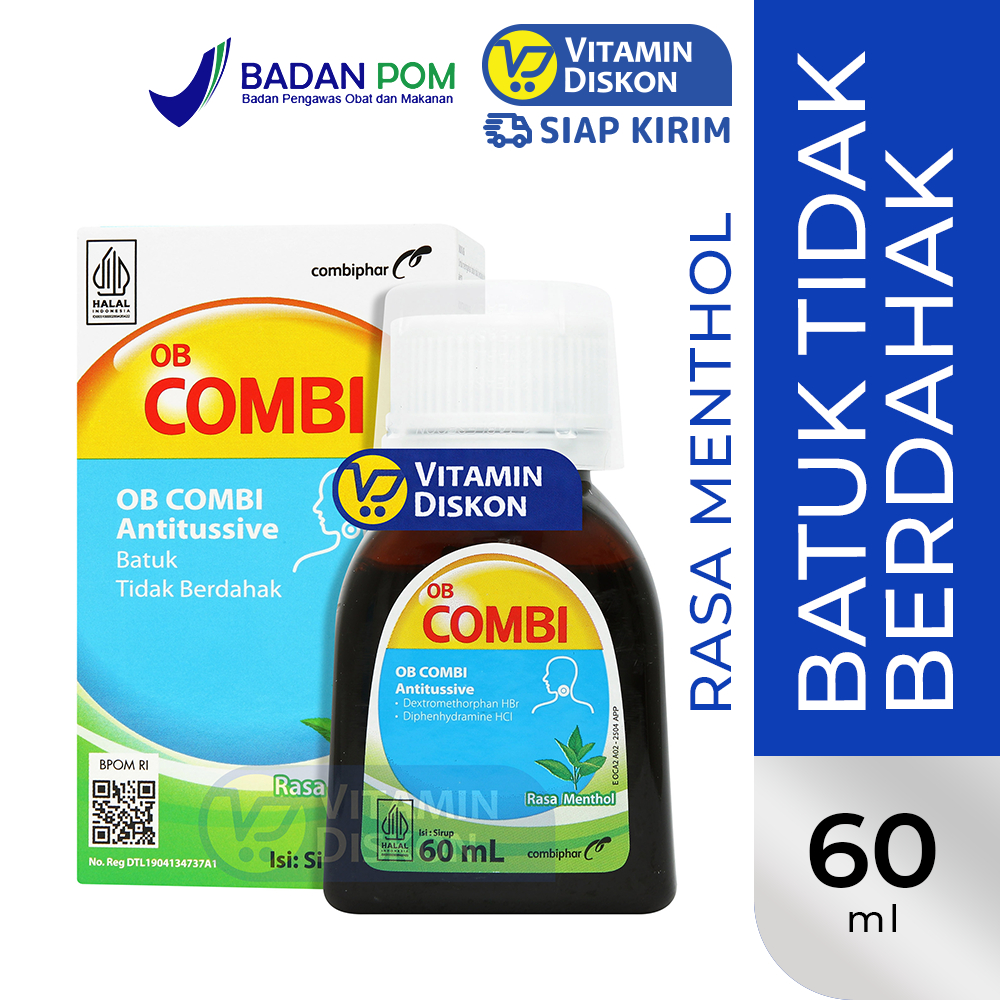 OBH COMBI ANTITUSSIVE BATUK TIDAK BERDAHAK 60 ML | OBAT BATUK TIDAK BERDAHAK, DISERTAI ALERGI, BATUK