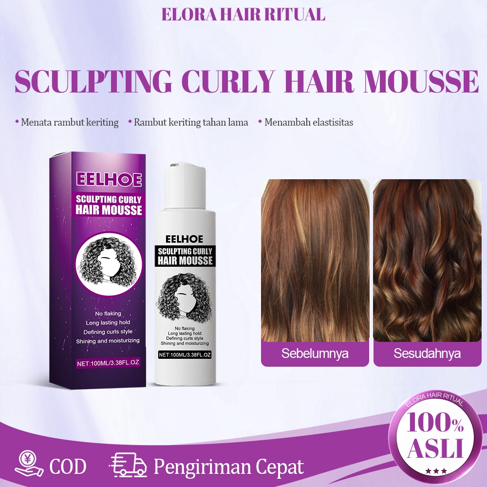 Eelhoe Hair Mousse Curly 100ml Gel Rambut Keriting Curl Cream Rambut Keriting Krim Pengeriting Krim 