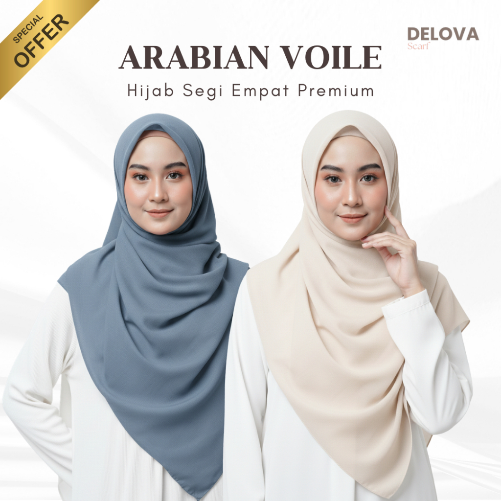 Delova Scarf - Arabian Voile Hijab Segi Empat Miracle Turkey Cotton Premium