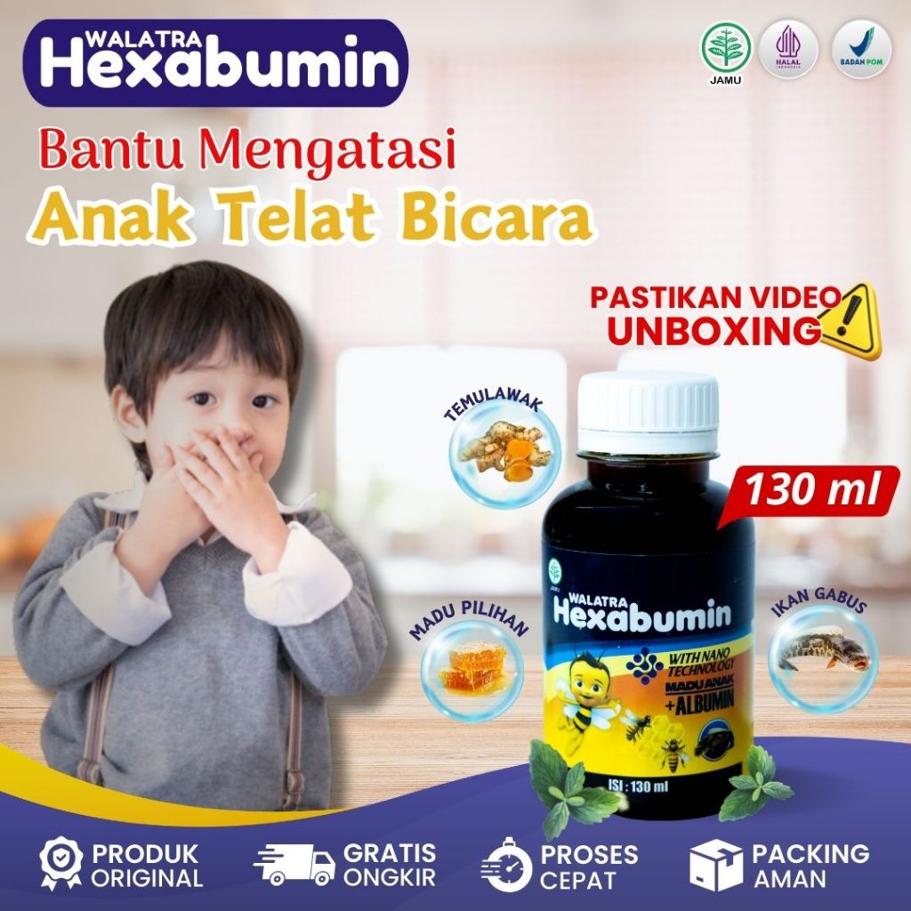 Walatra Hexabumin - Madu Pelancar Bicara Anak, Obat untuk anak terlambat berjalan, Hexabumin Penamba