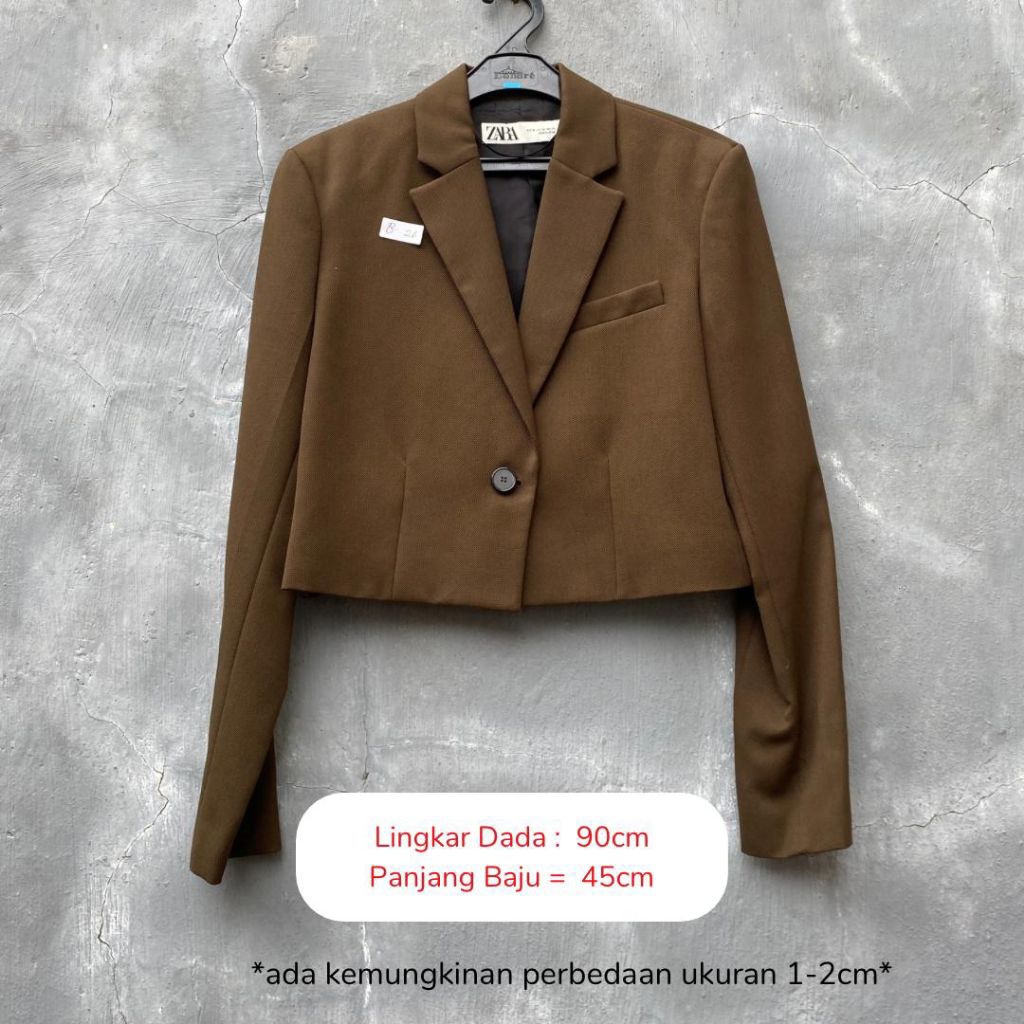[ORI 100%] ZARA Brown Crop Blazer Preloved B26