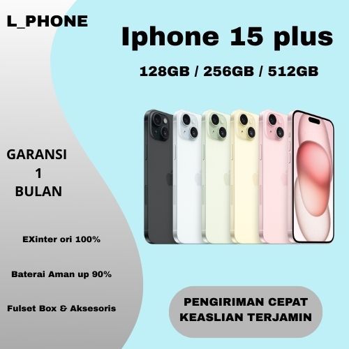 iPhone 15 PLUS 128GB/256GB second inter like new original bekas fullset All sim