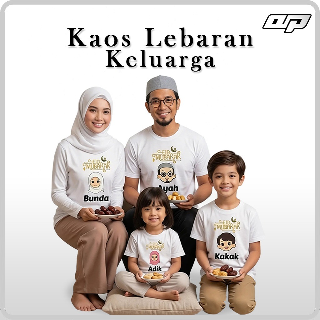 Kaos Lebaran Keluarga Couple 1 Set | Baju Family Ayah Ibu Anak | Kaos Muslim Lebaran Family Matching