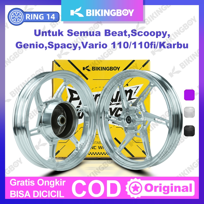 VELG Racing Untuk Beat/Scoopy/Genio/Spacy/Vario110/110fi/Karbu BIKINGBOY Palang 6 CT CNC Ring 14 Cas