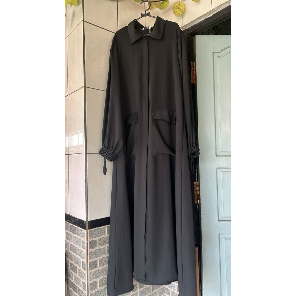 Bundling abaya simply pocket by barkha & Khimar non pad gazala by Purnamasari Devi