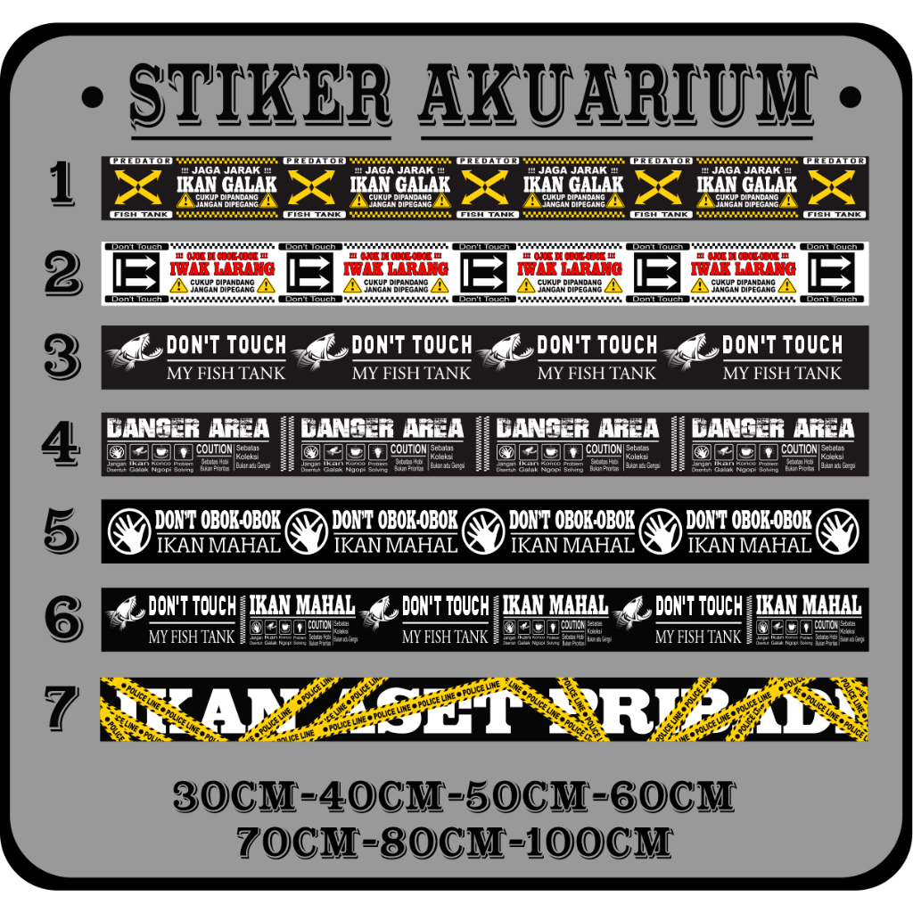 STIKER LIST AKUARIUM IKAN GALAK / STIKER IKAN PREDATOR
