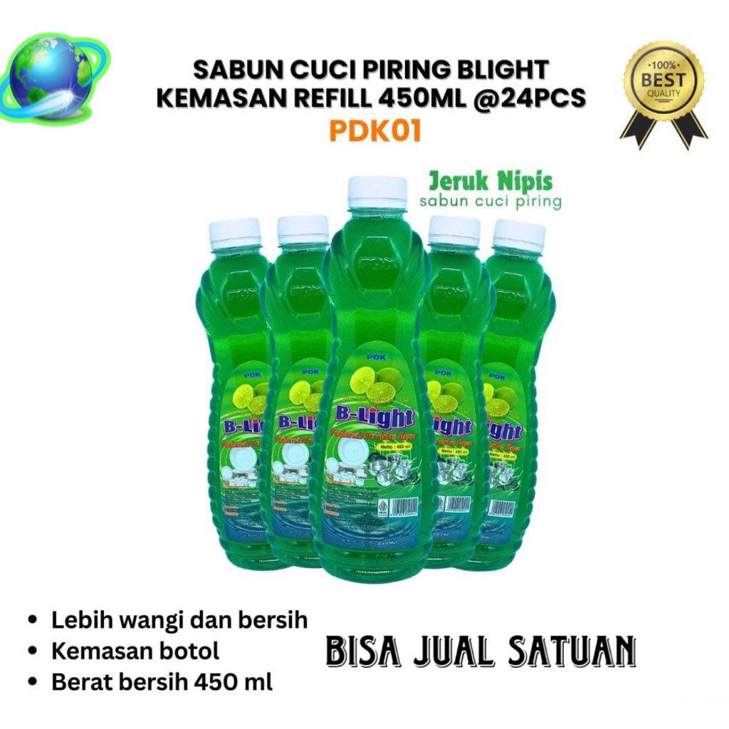 Sabun Cuci Piring Blight Kemasan Refill 450ml  PDK01 Lebih Wangi Dan Bersih Kemasan Botol Berat Bers