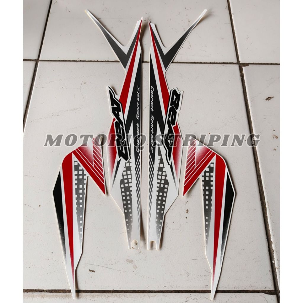 Striping Lis Body Motor Beat CBS 2020 Warna Putih Sticker Lis Les Body Standar