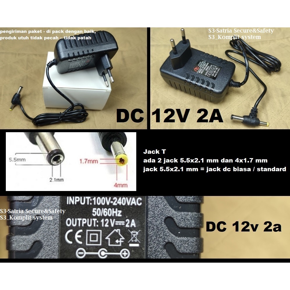 12v2A 12v 2a Jack T ada 2 jack 5.5x2.1 dan 4x1.7 adaptor adapter alat musik aksesoris AUDIO video dc
