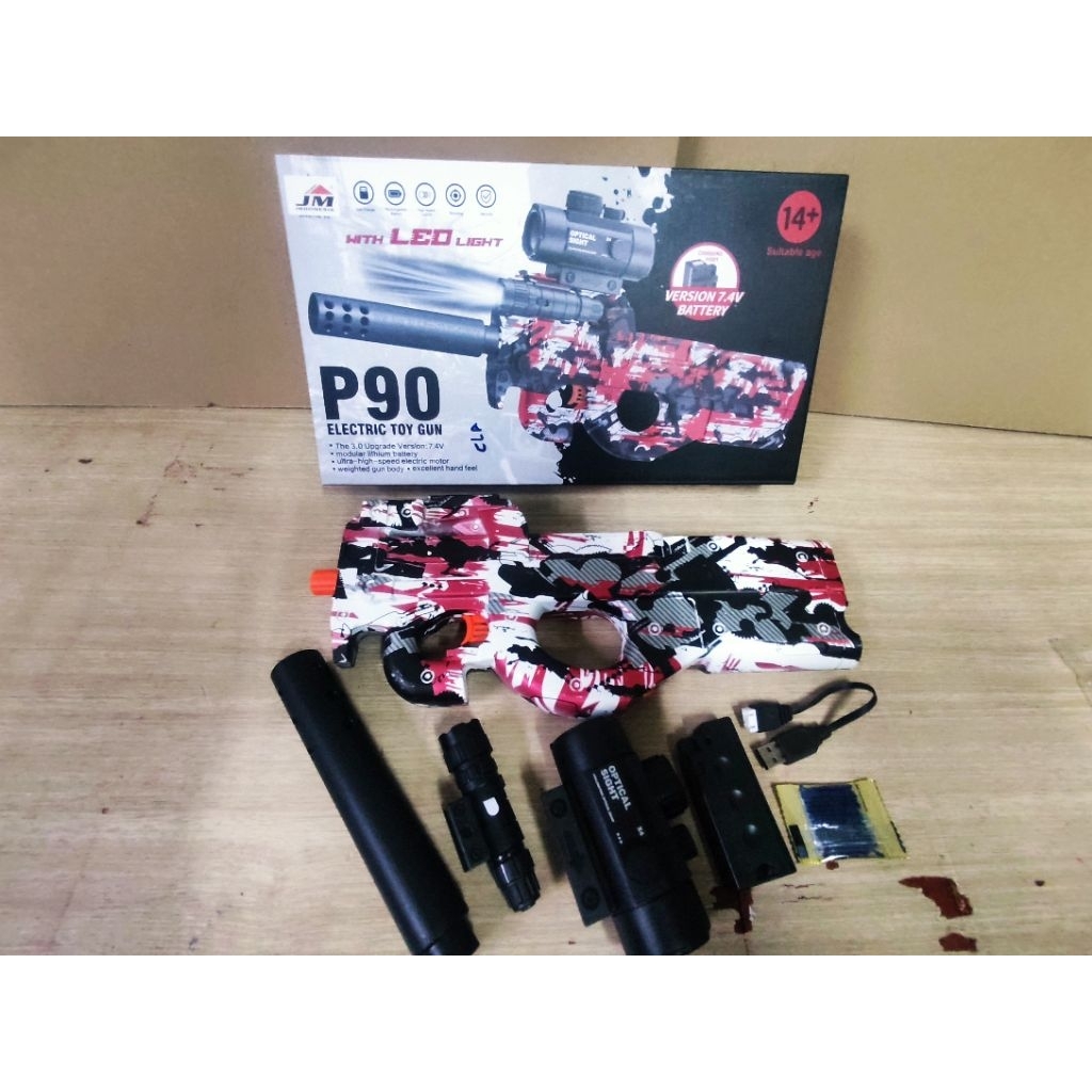 mainan tembakan viral/gun water gel vektor/p90/p90 kencang