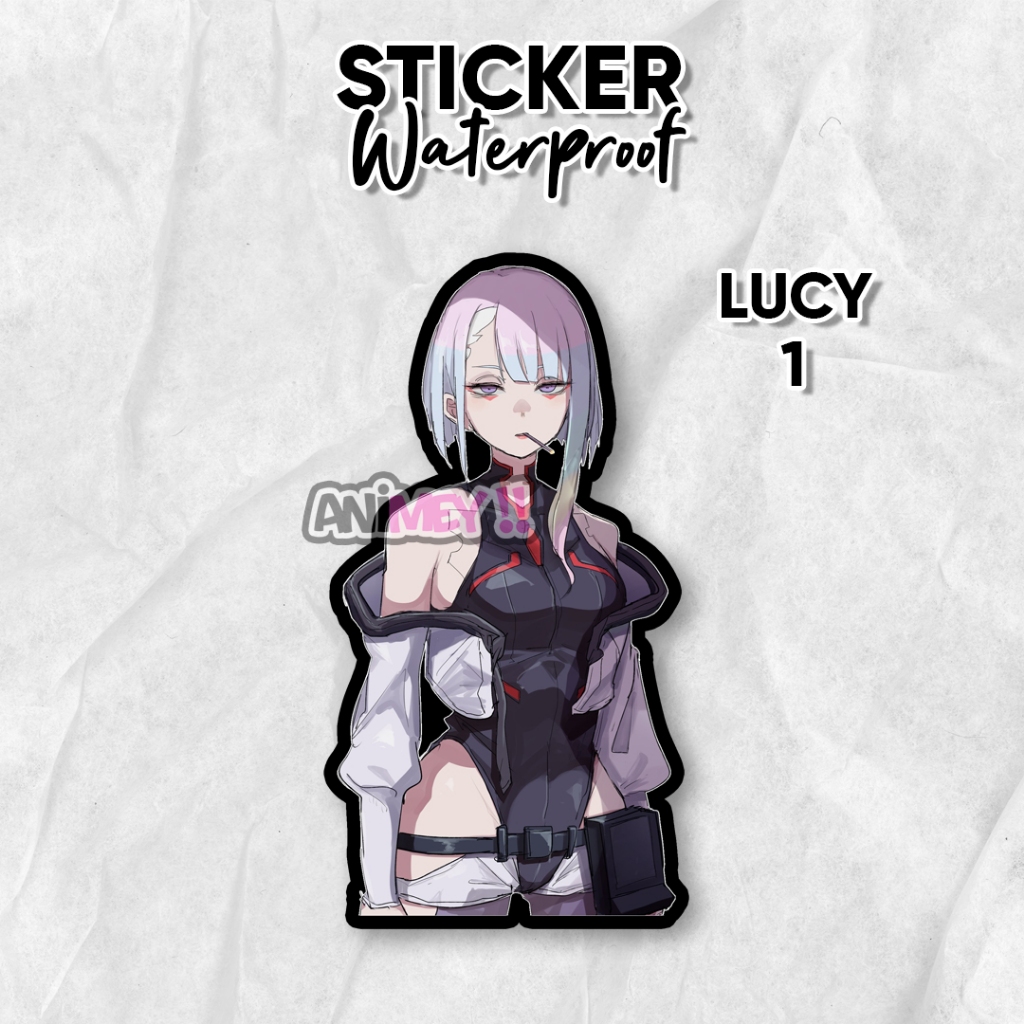 Stiker Lucy Anime Cyberpunk Edgerunner / Sticker Anime Waterproof