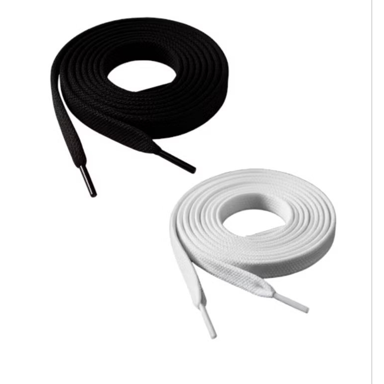 Promo 2 Pasang Tali Sepatu size 120CM model  Pipih/Gepeng Warna Hitam dan Putih untuk semua jenis se