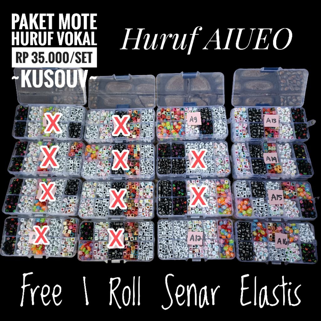 Mote Huruf/Mote Angka/Mote/Manik-Manik/Paket Meronce