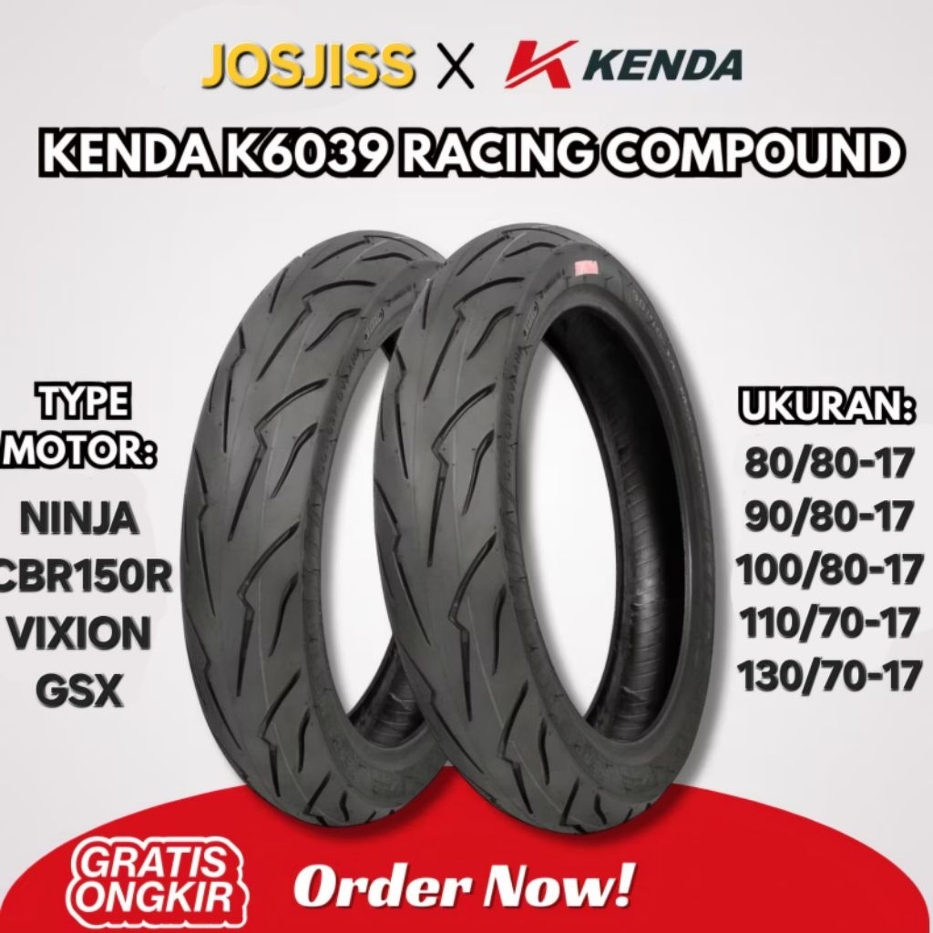 BAN KENDA RACING TUBELESS K6039A 80/80, 90/80, 110/70, 130/70 RING 17