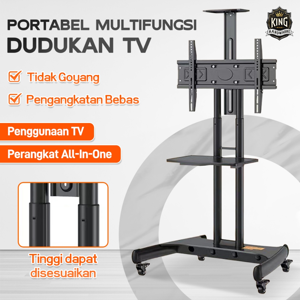 Bergerak Bracket Standing roda TV / TV Berdiri Stand Universal Dapat Disesuaikan LED TV Stand Trolle