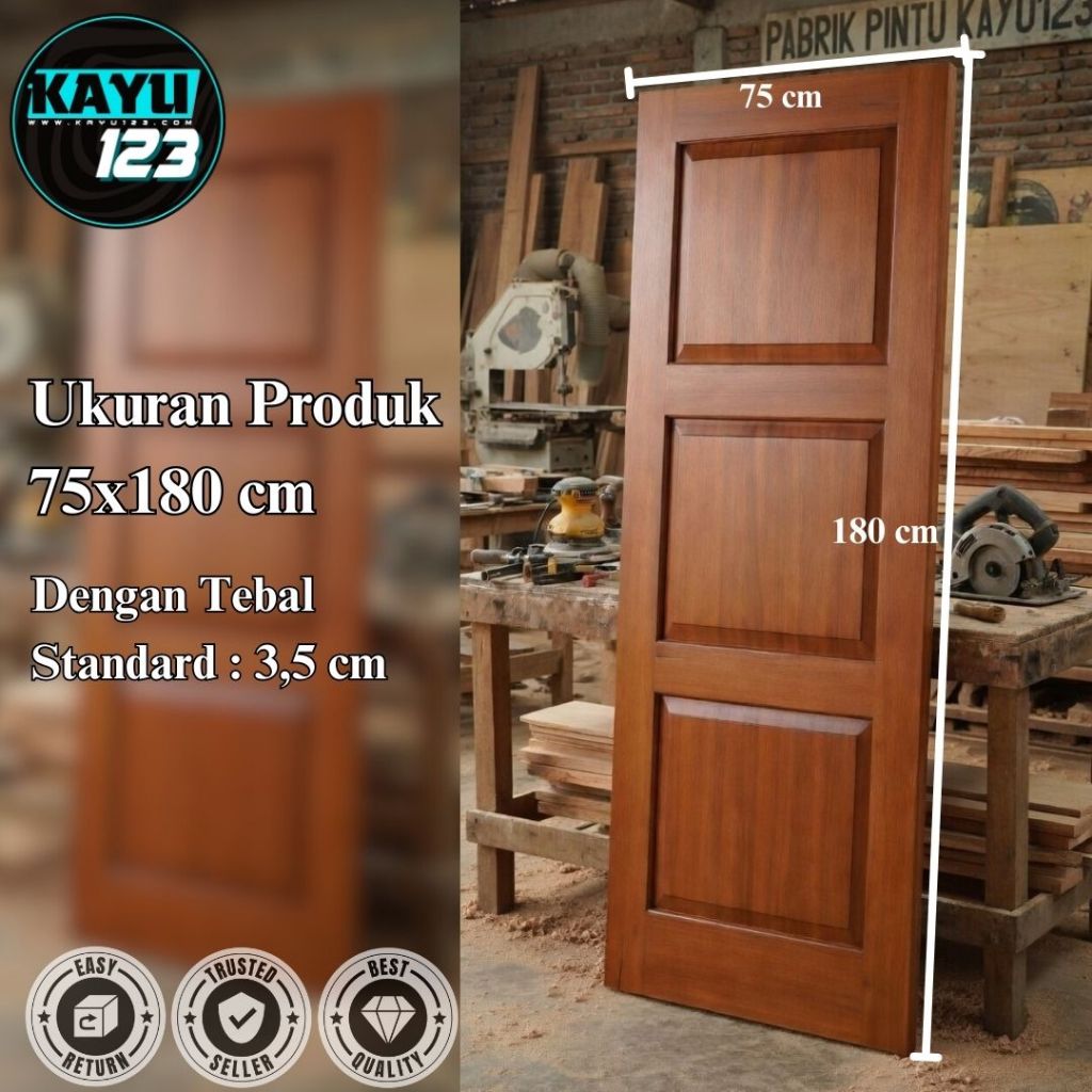 Daun Pintu Solid Non Finishing Kayu Solid Premium Siap Finishing Model 005 - Bisa Custom Ukuran