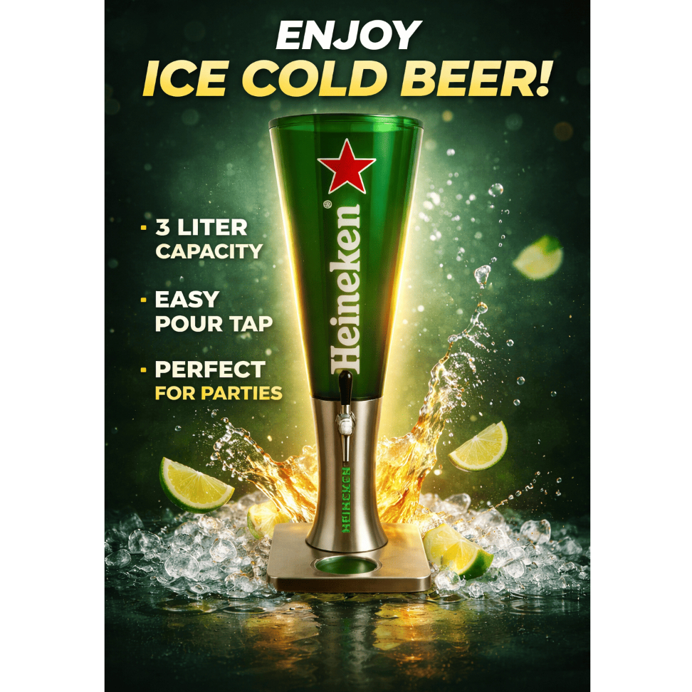 Heineken Beer Tower 3L – Dispenser Minuman Dingin Keren untuk Bar & Rumah