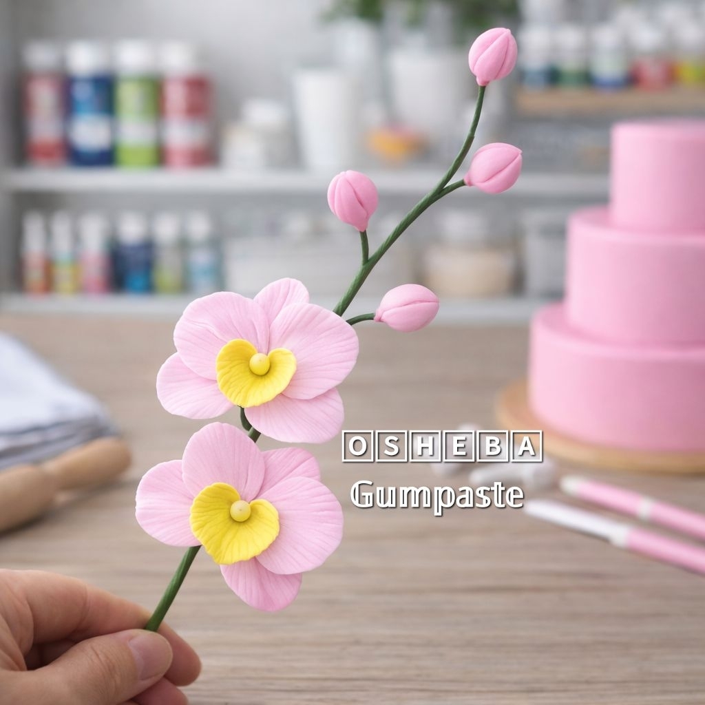 [osheba] gumpaste bunga filler anggrek SQ 42 warna pink - kuning