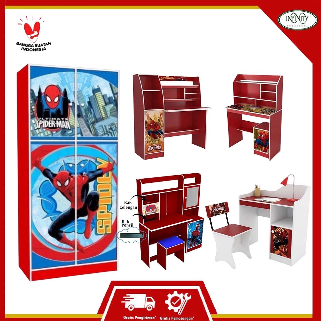 Lemari & Meja Belajar Anak Karakter Spiderman