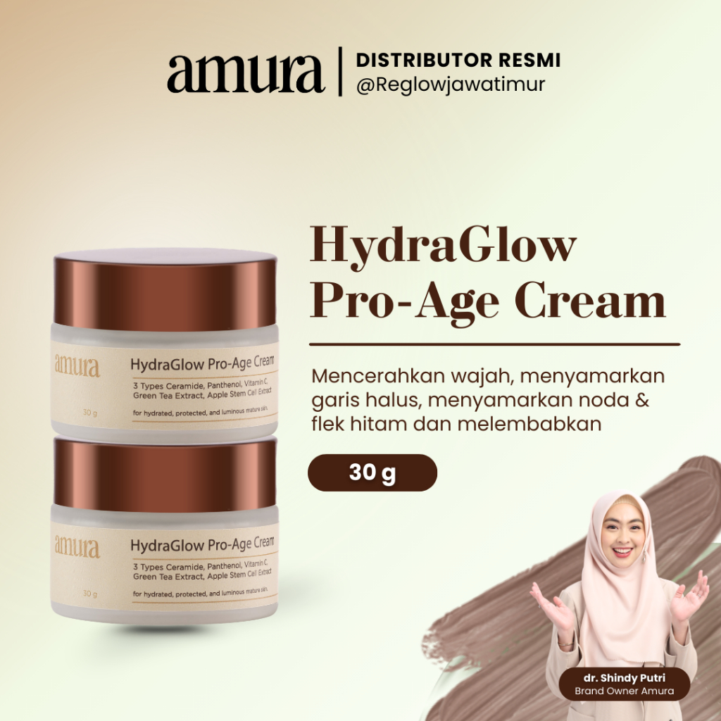 Amura HydraGlow Pro-Age Day Cream 30g - 3X Ceramide Memperkuat Skin Barrier Melembapkan Wajah