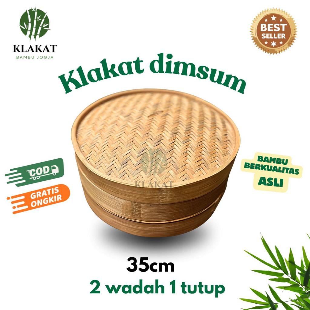 klakat dimsum bambu 35 cm 1 set  kukusan siomay kerajinan bambu jogja tradisional