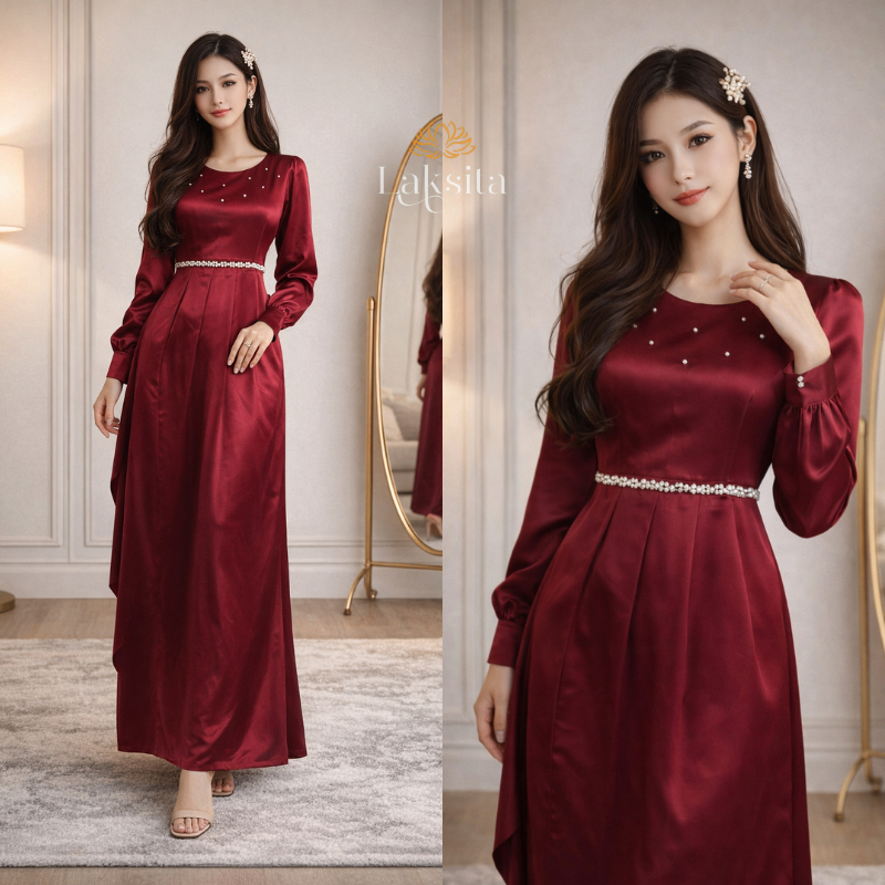 LAKSITA BUSANA - NEW ADORA DRESS SATIN MAXMARA BRIDESMAID | GAMIS POLOS PREMIUM TERBARU JUMBO READY 
