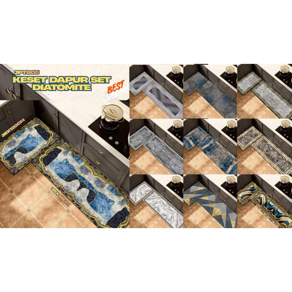 KESET KAKI 2in1 Dapur Anti Slip/Keset Kaki isi 2 Panjang Pendek Tebal Anti Slip/Keset Sultan Premium