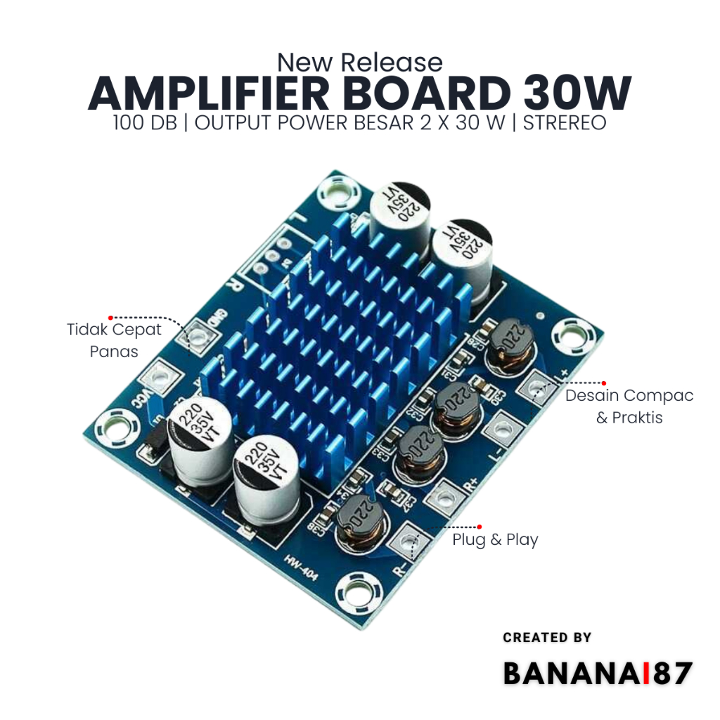 Amplifier Board TPA3110 2x30W Stereo | Power Amplifier Class D | 8V 26V Audio DIY Speaker Aktif