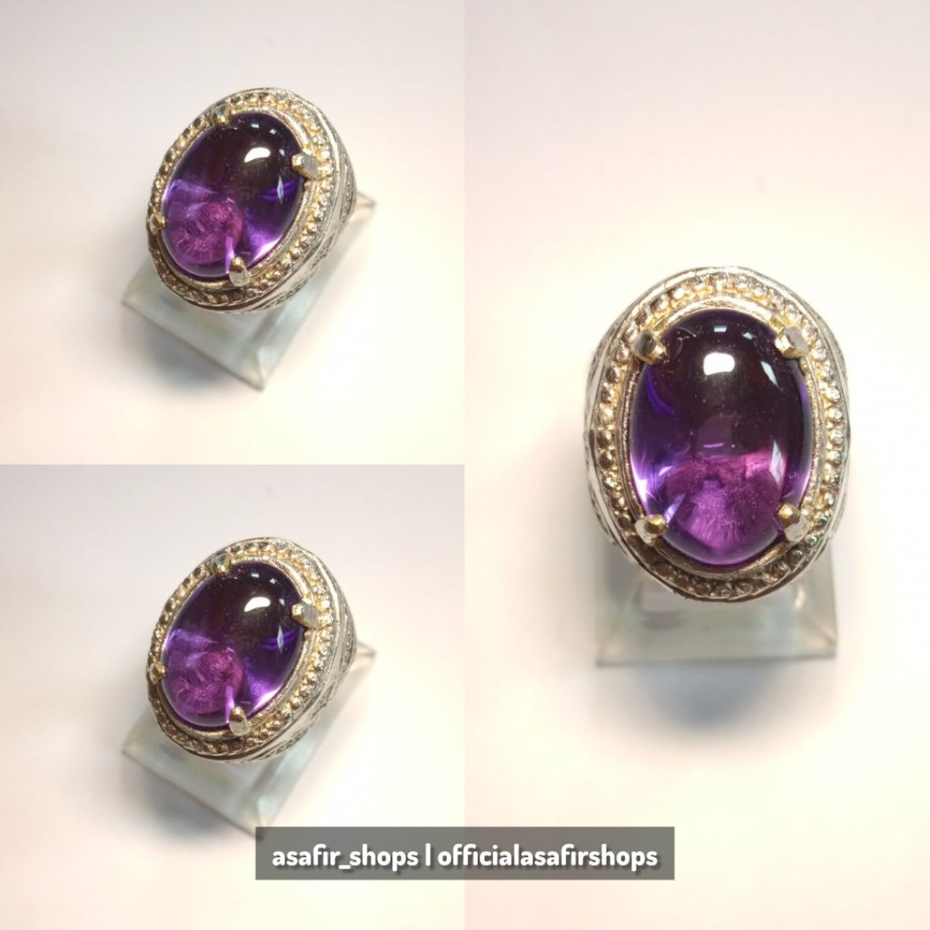 Cincin Kecubung Ungu Asli Kalimantan Serat Halus Siap Pakai