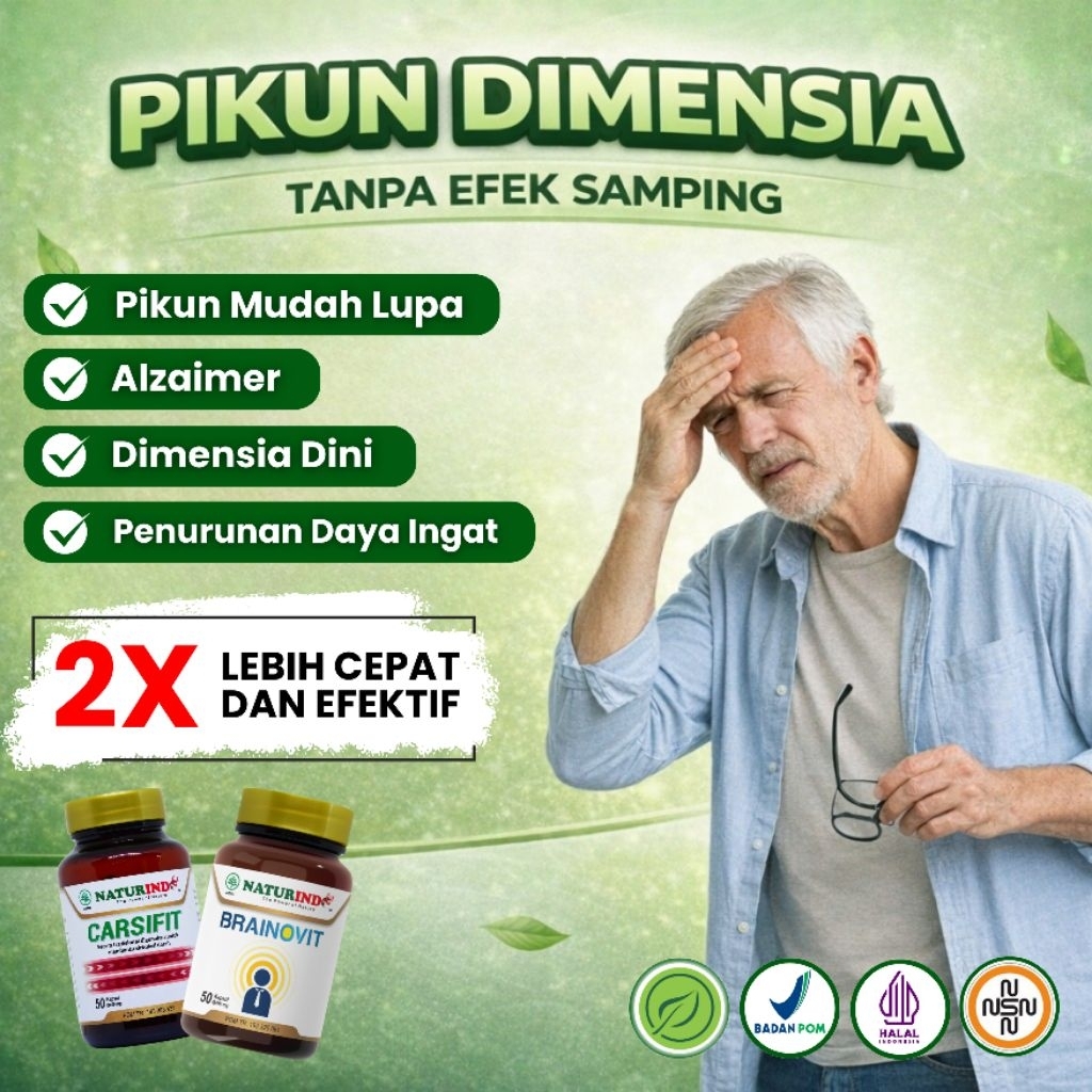 Obat Pikun Lansia Pelupa Daya Ingat Menurun Demensia Linglung Saraf Otak Amnesia Naturindo Brainovit