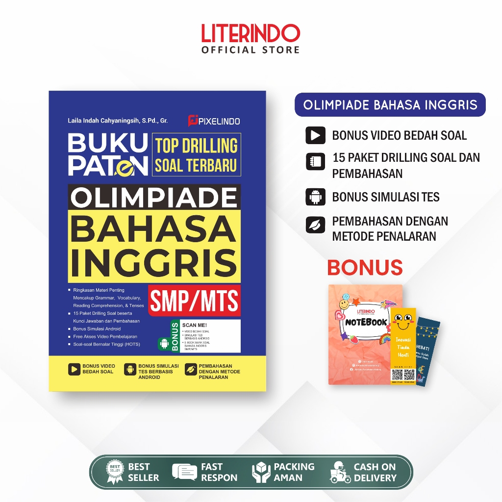 Buku Paten Top Drilling Soal Terbaru Olimpiade Bahasa Inggris SMP/MTs