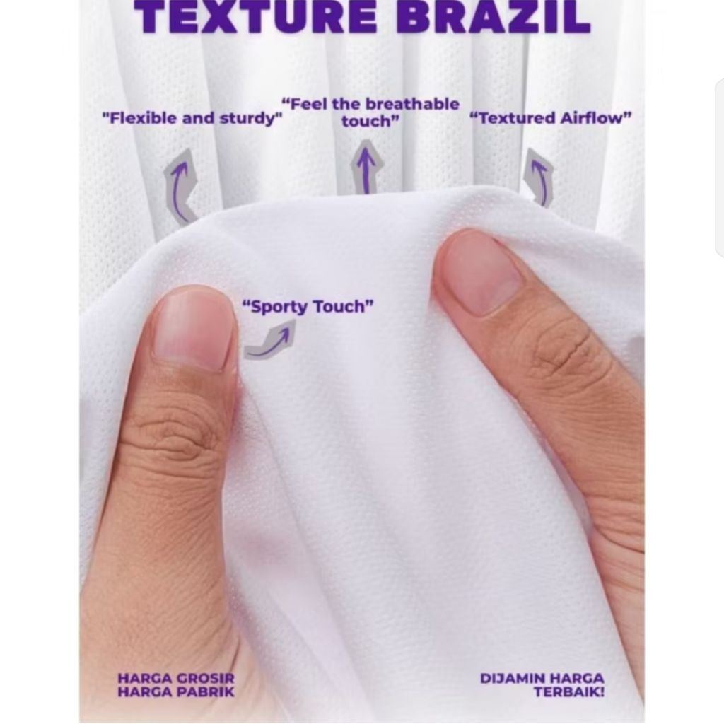 Bahan Dryfit Brazil Finished Putih Bahan Jersey 1kg