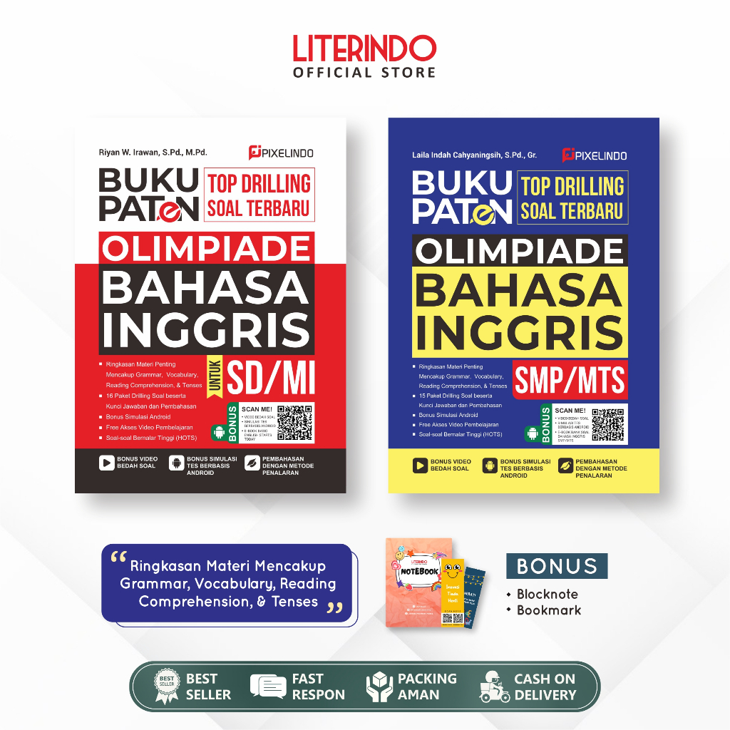 Bundling Buku Paten Olimpiade Bahasa Inggris SD & SMP, Update Soal Terbaru Hots