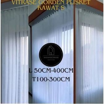 VITRASE GORDEN PUTIH POLOS PREMIUM IMPORT PLISKET PENGAIT KAWAT S TIRAI DALAMAN GORDEN VITRAGE TRANS