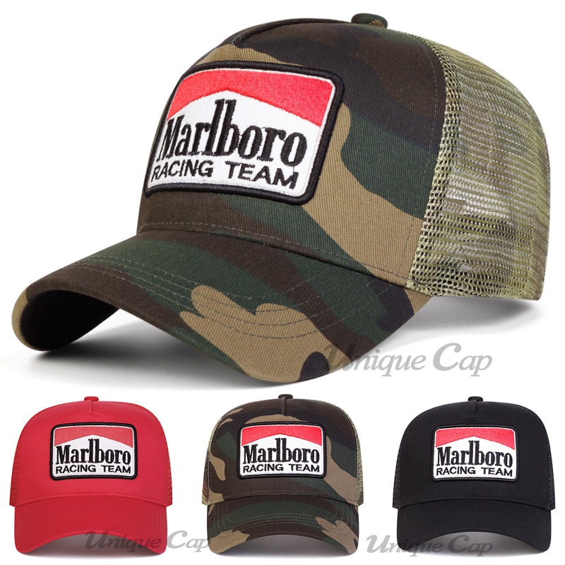 Topi Baseball MARLBORO RACING TEAM Hat Cap Topi Setengah Jaring Musim Panas Modis