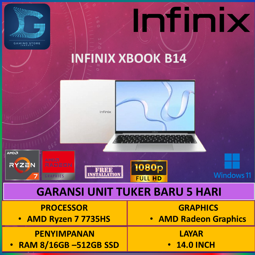 Laptop Infinix XBOOK B14 Ryzen 7 7735HS  Garansi Resmi