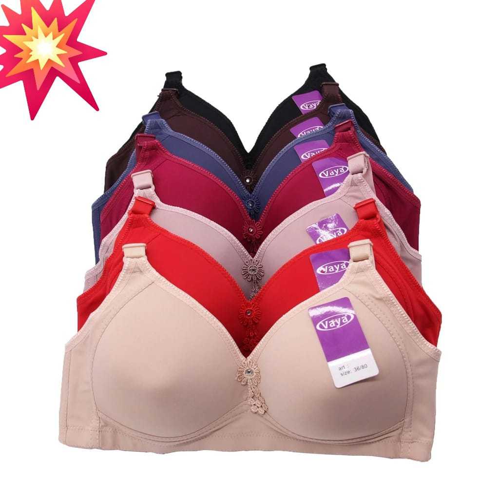 Paket (3 dan 2 pcs) Bra128 Cup Besar Tanpa Kawat Busa Tipis