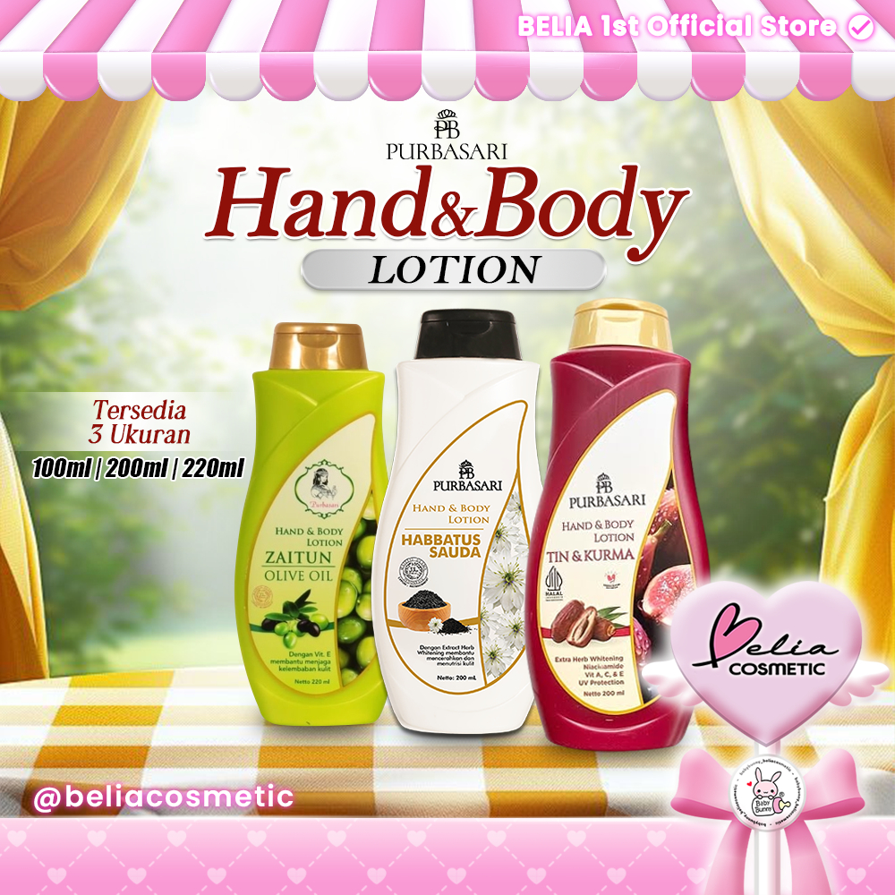 [ BELIA ] PURBASARI Hand & Body Lotion Zaitun | Habbatus Sauda 100ml | 200ml | 220ml (BPOM)