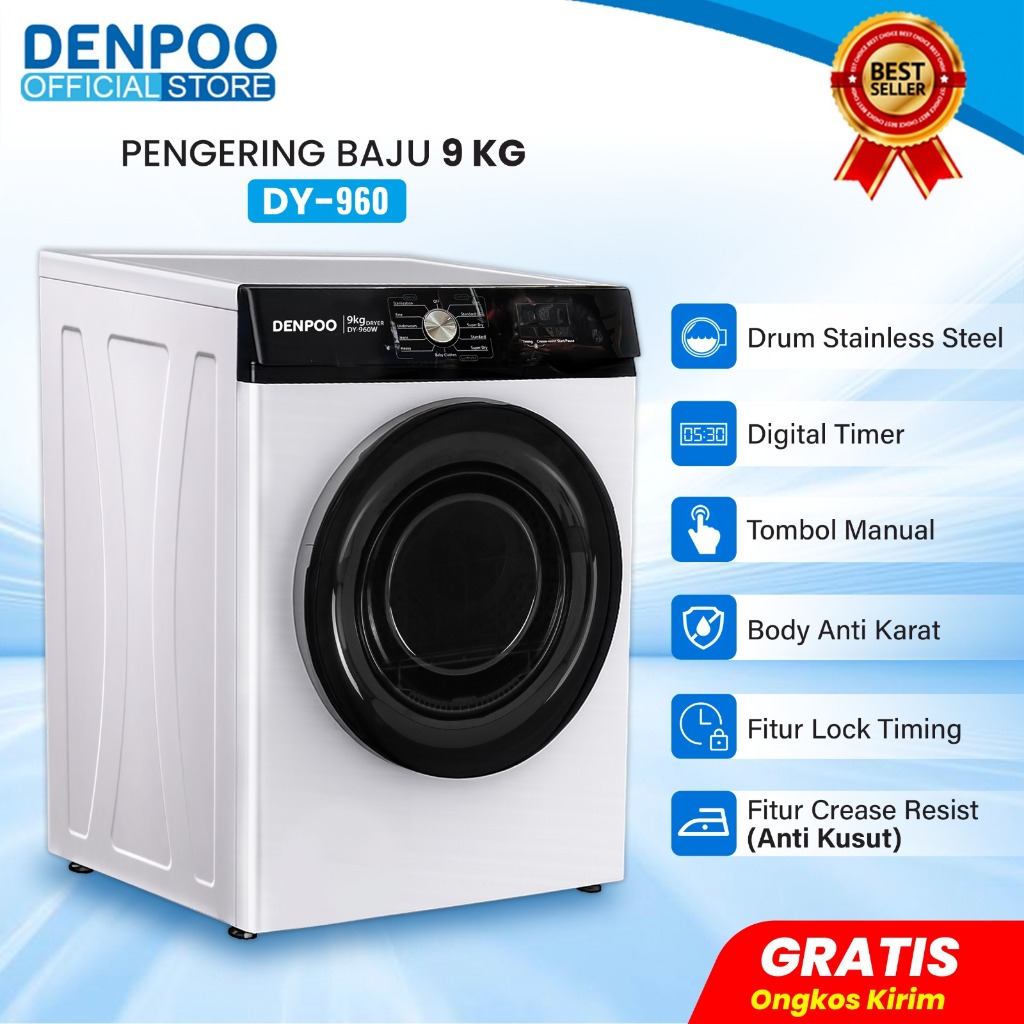 Denpoo Mesin Pengering Pakaian Laundry Mesin Dryer DY 960