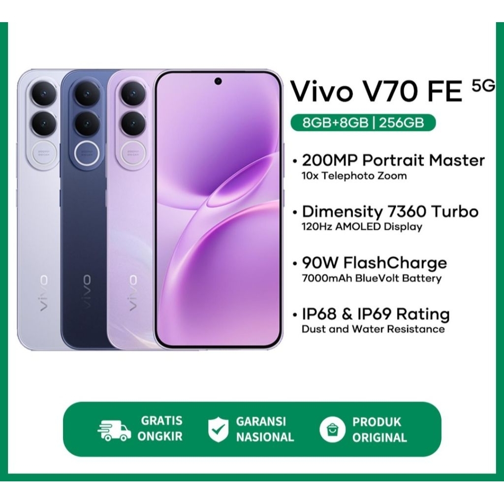 VIVO V70 VE 5G [8/256 GB  DAN 12/256 GB] GARANSI RESMI VIVO INDONESIA 100% ORIGINAL