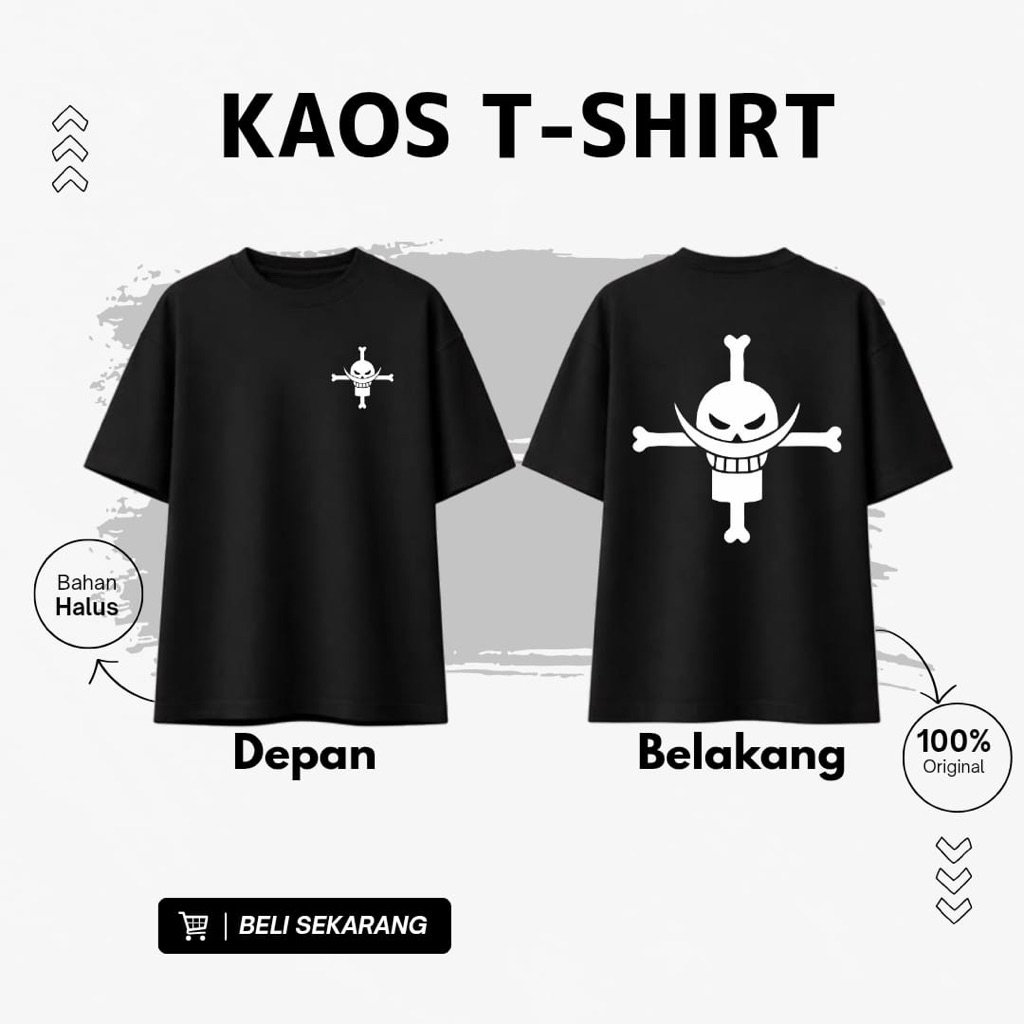 KAOS T-Shirt bajak laut one piece shirohige