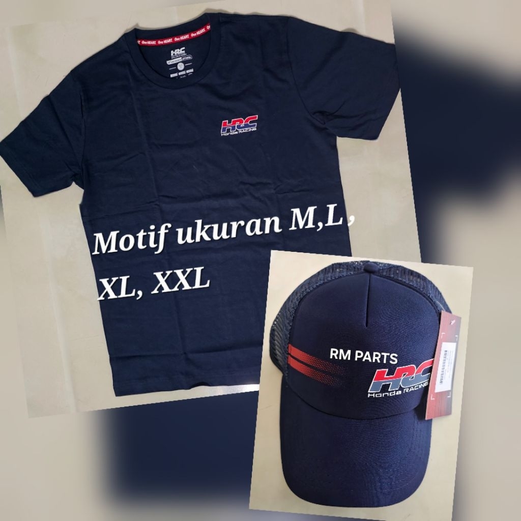 Paket Bundling Kaos + Topi HRC Navy ORI HONDA