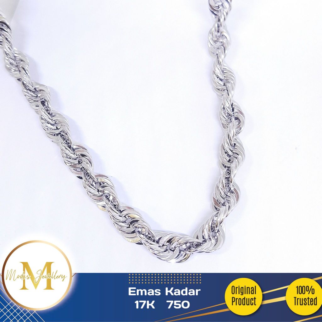 MODIS JEWELLERY - Kalung Tambang Jumbo Putih - Emas 17k  750